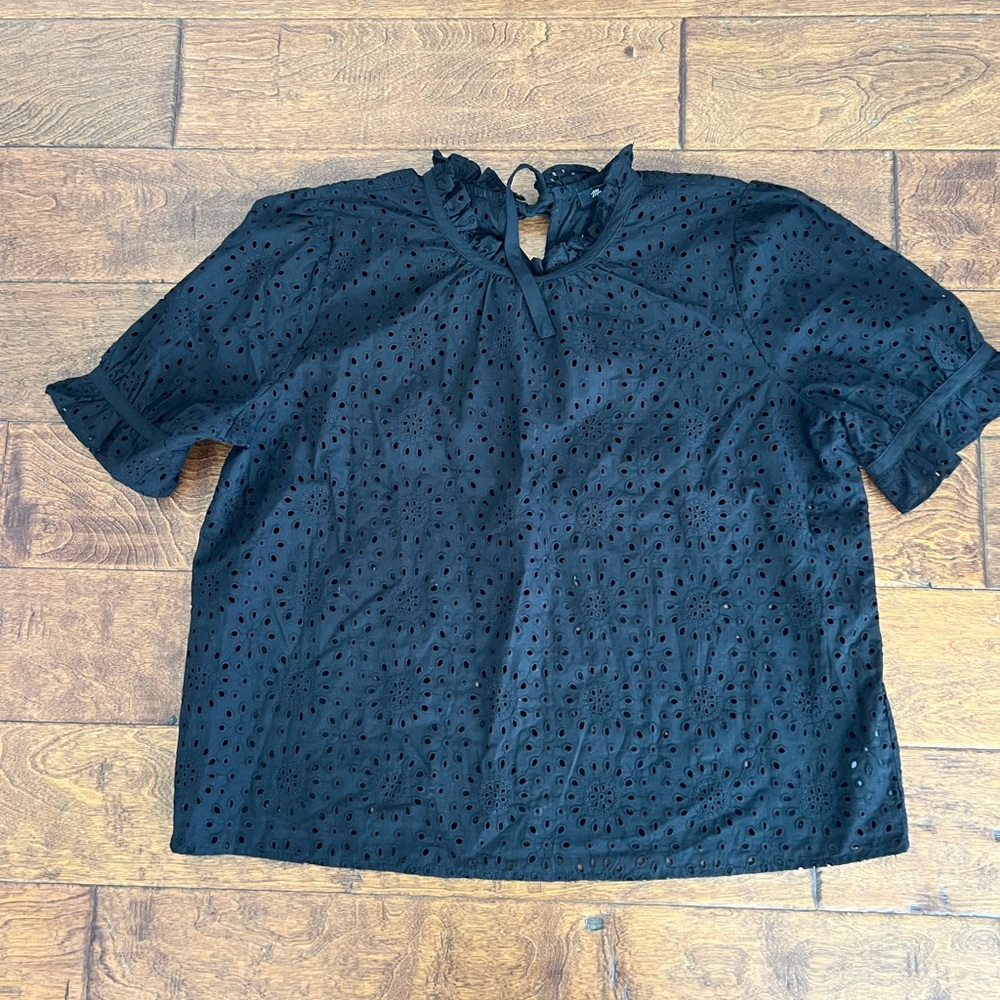Madewell Black Lace Eyelet Top L